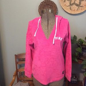 PINK terry cloth hoodie size small